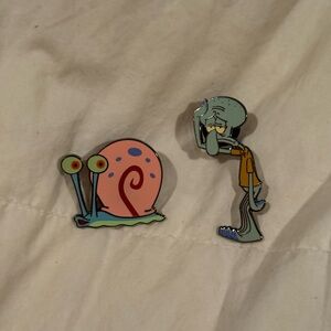 SpongeBob Enamel Pins - Gary and Squidward